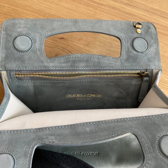 NWT!! gorgeous CREATURES OF COMFORT Gilda Bag - Suede Grey/ Blue - Picture 5 of 12